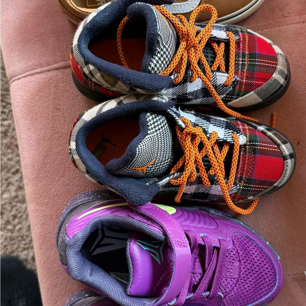 Plaid and Purple Kids Sneakers